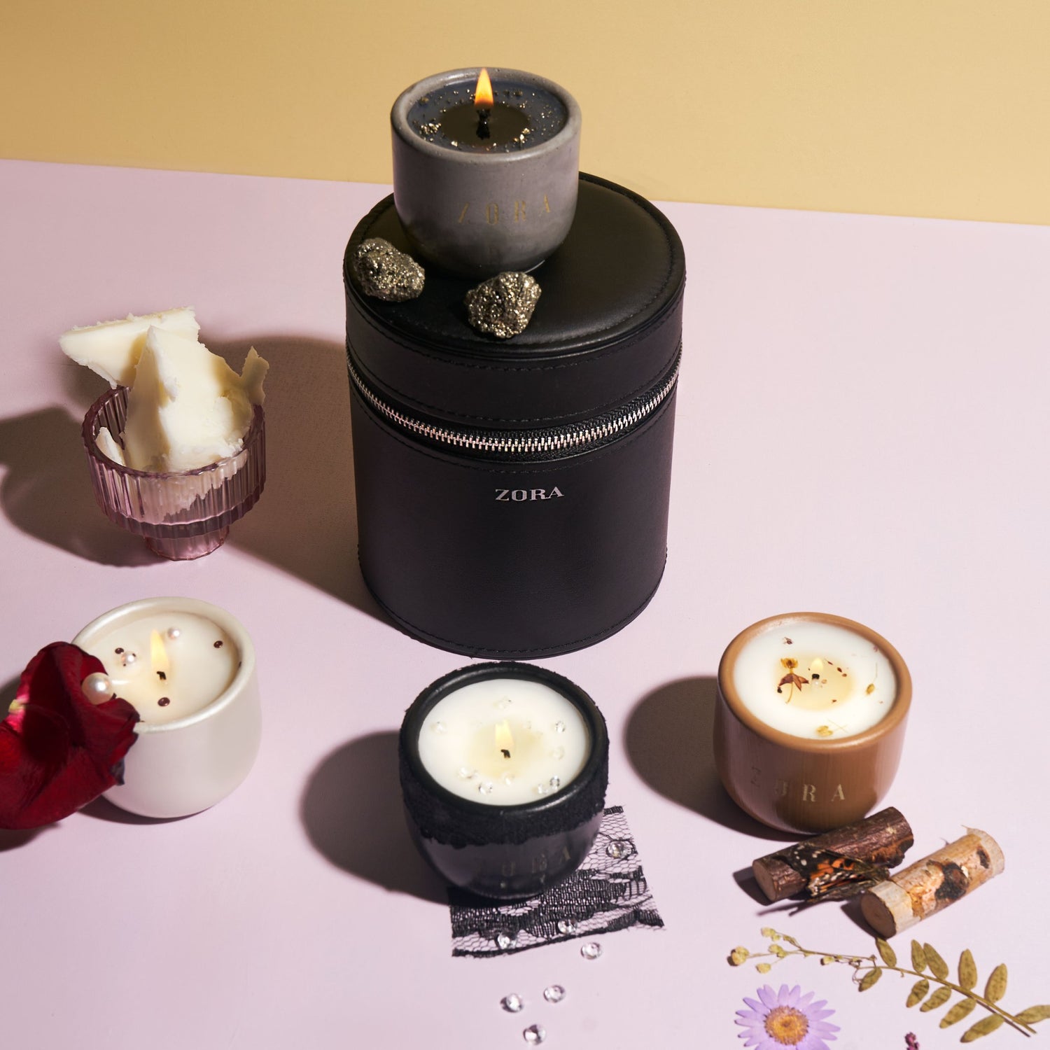 ZORA Me Time Mini candle collection in concrete jars